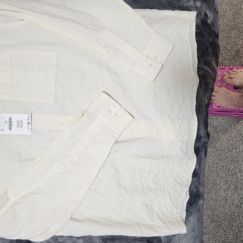 Zara Mens Textured Long Sleeve Shirt